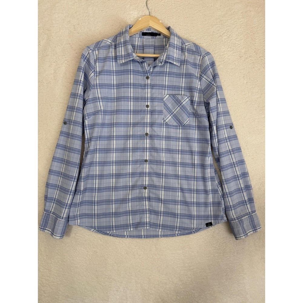 Prana Blue and White Plaid Button-Down Shirt
